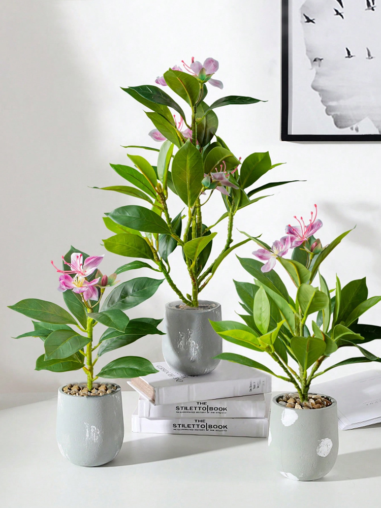 Ficus Lyrata Tree - 21-40 ซม.ประดิษฐ์ Azaleas พืชยางปลอมต้นไม้ใบปาล์มเขตร้อน Faux Ficus