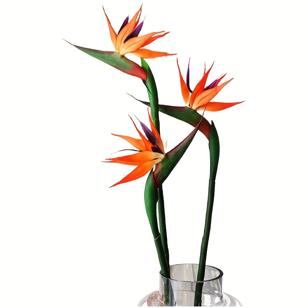 Bird Paradise Strelitzia - ดอกไม้สรวงสวรรค์เทียม3ชิ้นทำจากยางสเตลิทเซียดอกไม้ก้านยาว24.5เหมาะสำหรับงานปาร์ตี้ในบ้านแบบทำมือ