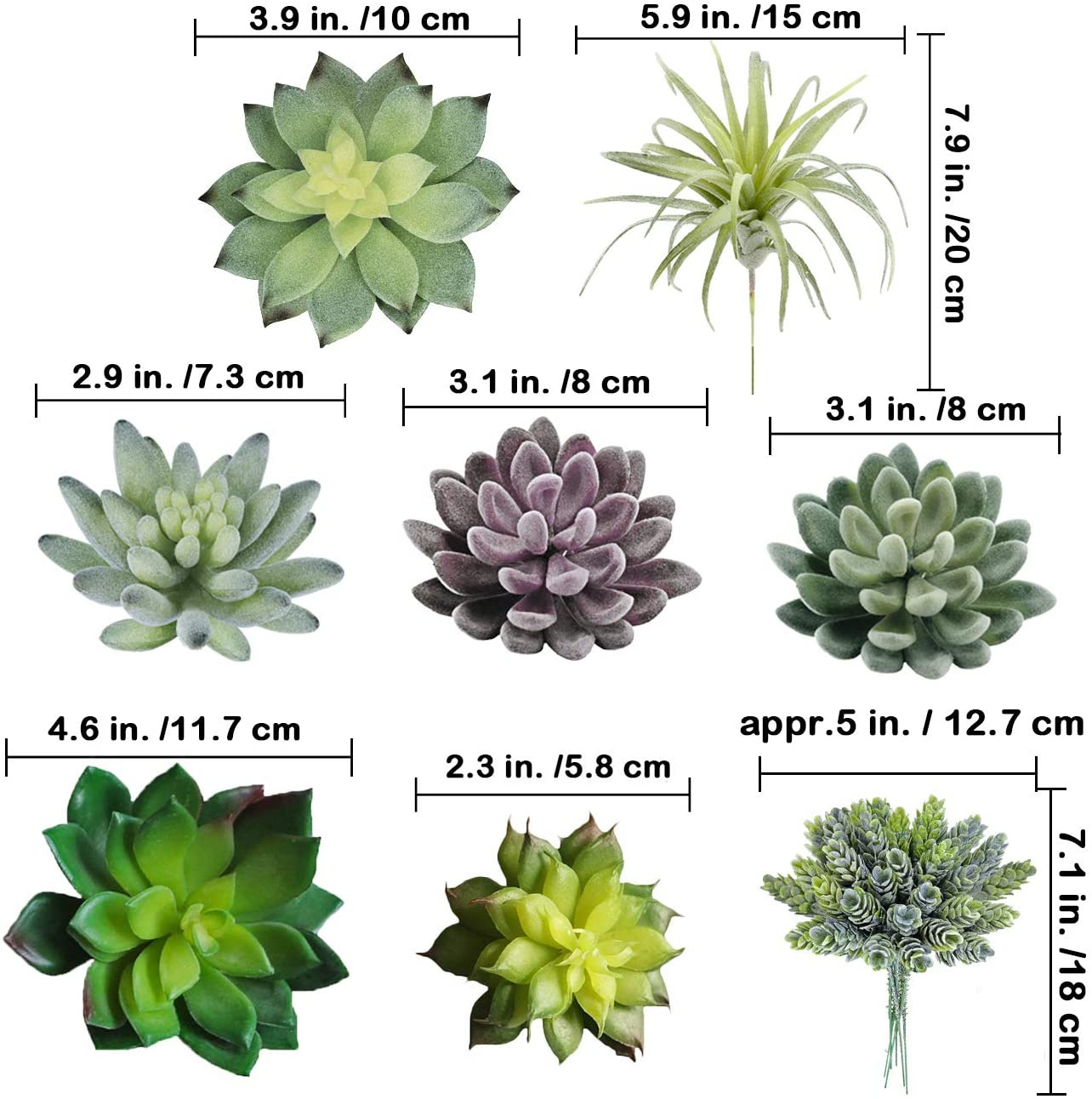 ชุดต้นไม้ประดิษฐ์ 15 ชิ้น รวมพ - Echeveria Succulent บทวิจารณ์และราคา